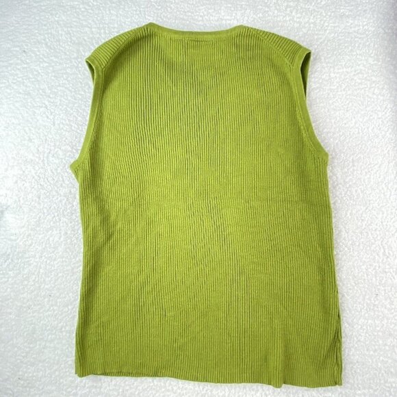 VTG Y2K Kim Rogers Sport Sweater Lot Womens L Green Pink Ribbed Preppy Academia - Picture 3 of 14